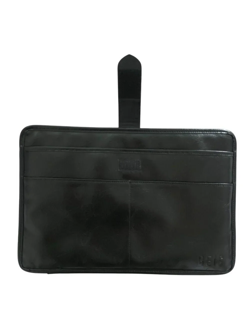 Béis Black Faux Leather Laptop / Tablet Work Travel Sleeve 15